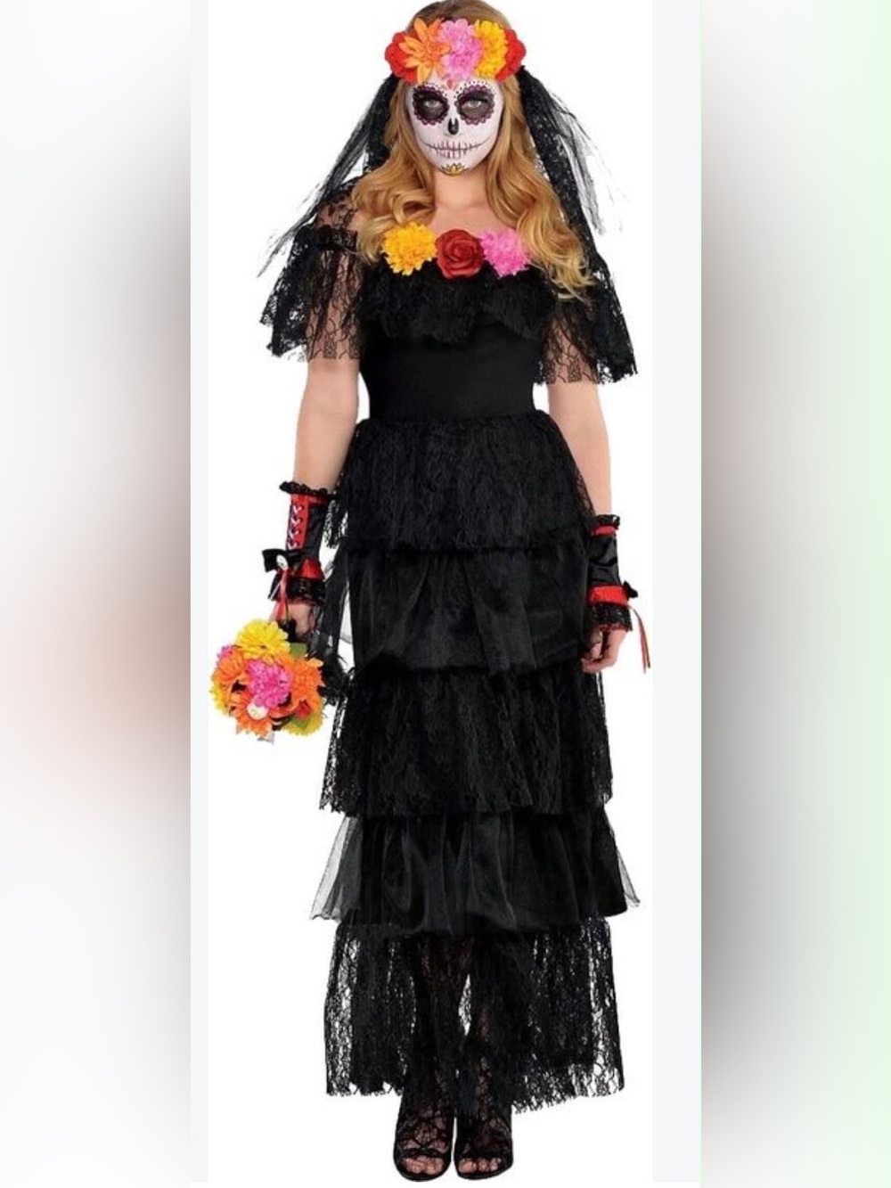 Costumer Adult Dat of the Dead Dress Catrina Halloween S/M